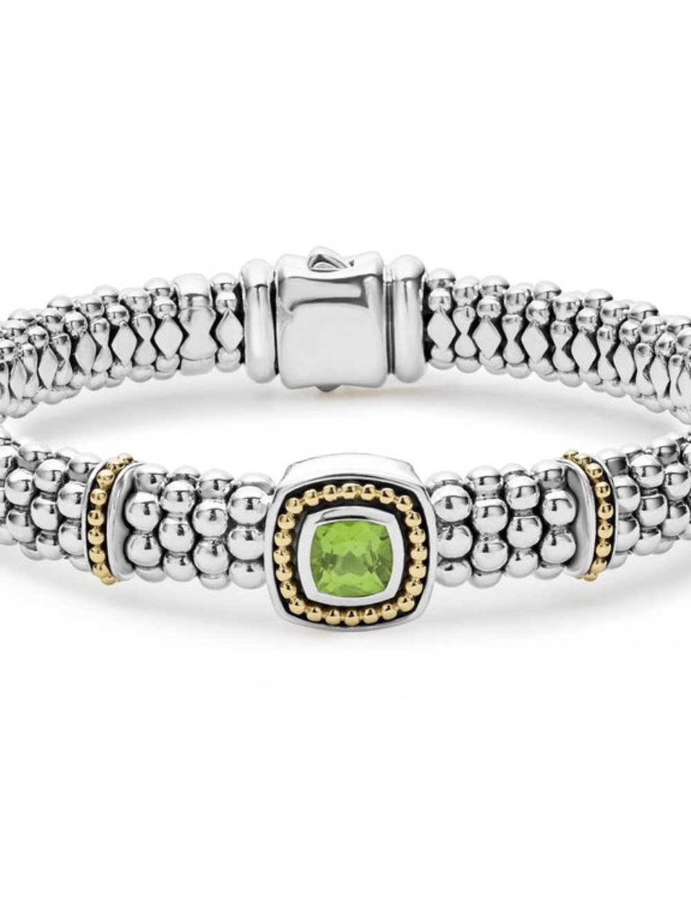 LAGOS 18K Yellow Gold & Sterling Silver Peridot Caviar Bracelet - Picture 11 of 16
